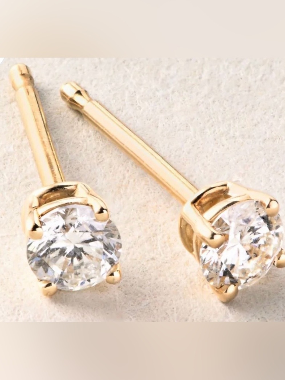 GENUINE 14K Yellow Gold, .25 Carat, Lab-Grown Diamond Earrings. NWOT.